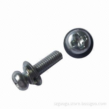 Combination screw, controlled by screw and spring washers, used in mechanical, rack and power